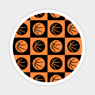 Basketball Ball Checkered Seamless Pattern - Black and Orange Tones Magnet